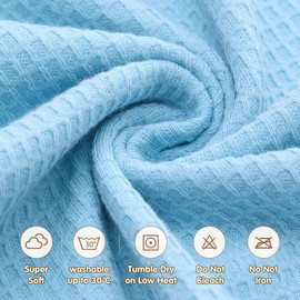 Miracle Baby Car Seat Swaddle Blanket for Babies, Waffle Carseat Blanket for Infants Newborn, Double-Layered Suitable for All Seasons 35.4"x35.4" (Blue + Dinosaur, Four Seasons)