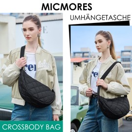 Micmores Crossbody Bag Women's Shoulder Bag Women's Nylon Quilted Bag Lightweight Buffer Crossbody Bag Large Shoulder Bag Hobo Bum Bag Women Men, Green