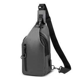 AUTOWT Sling Bag for Men – Anti-theft Crossbody Shoulder Bag with Headphone and Charging Ports – Waterproof Sling Backpack for Men Hiking Travel Daypack (Grey)