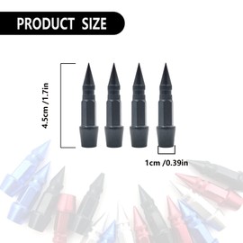 4PCS Tire Valve Stem, Dustproof Tire Wheel Stem Caps, 45mm Spiked Aluminum Stem Valve Caps,Fit Most Car Motorcycle Bike (black)