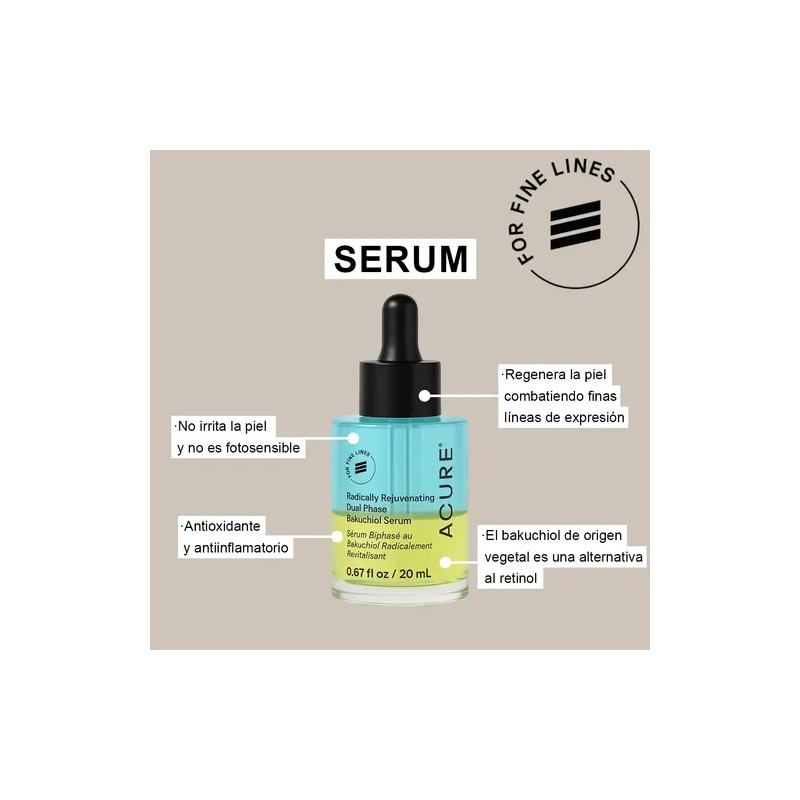 Suero Bifásico Acure Bakuchiol 20ml Antioxidante Líneas Finas
