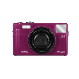 Minolta 48MP Autofocus Digital Camera with Selfie Mirror – 4K Ultra HD Video, 16x Digital Zoom, 3.0” LCD, Face Detection, Smile Capture, Scene Modes, Rechargeable Battery, Memory Card (Magenta)