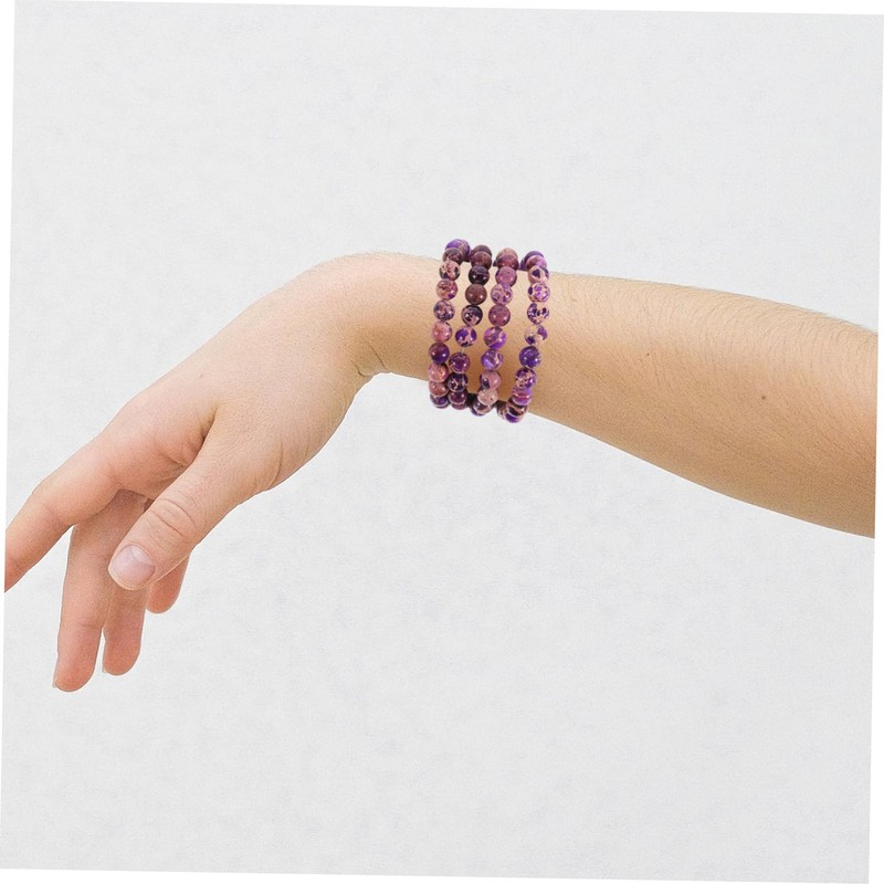 KONTONTY 2Pcs Emperor Stone Bead Bracelet Smooth Surface Natural Stone