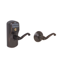 Schlage FE575 PLY 716 FLA Plymouth Keypad Entry with Auto-Lock and Flair Levers, Aged Bronze