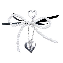 Pearl Bow Ribbon Keyring for Car Keys Y2k Aesthetic Keychain for Girls Women Y2k Key Chain Bow Bag Charm for Womens Handbag Bag Accessories Charm for Women Girls Car key Charms for Women Purse Charm