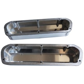 1 Set SHLPDFM Polished Aluminum Silver Fabricated Tall Valve Covers w/Long Bolts Fits for SBF 289 302 351W V8 Engines