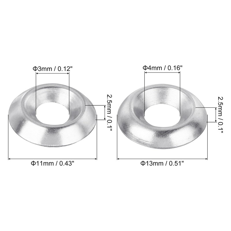 uxcell 200Pcs 304 Stainless Steel Cup Washer Countersunk, #6/#8 Countersunk