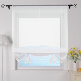 ESLIR Roman Blind Living Room Roman Curtain Drawstring Curtains Kitchen Transparent Ribbon Blind Curtains Modern Voile White W x H 100 x 155 cm 1 Piece