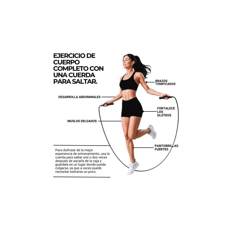 Cuerda para saltar - 3 m ajustable - Mango ergonómico