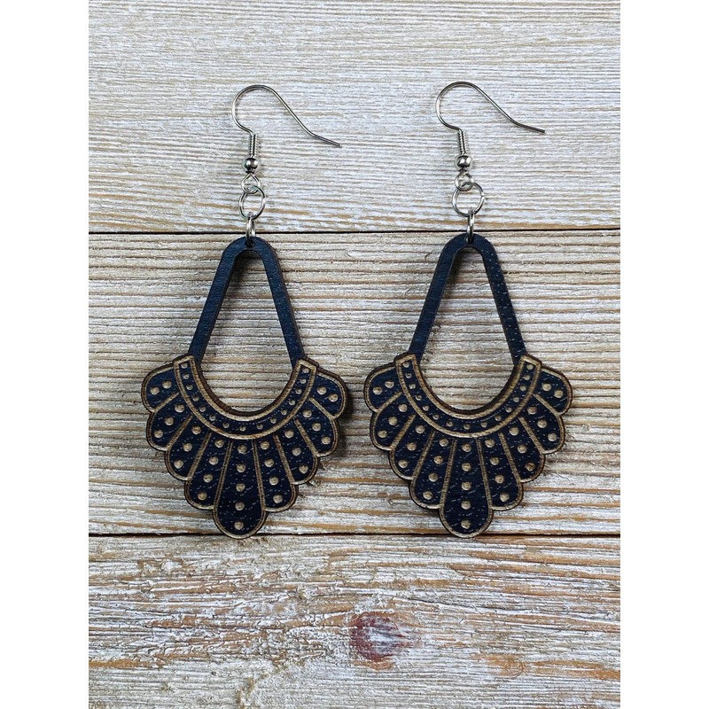RBG Ruth Bader Ginsburg Dissent Collar Earrings from Black Stained