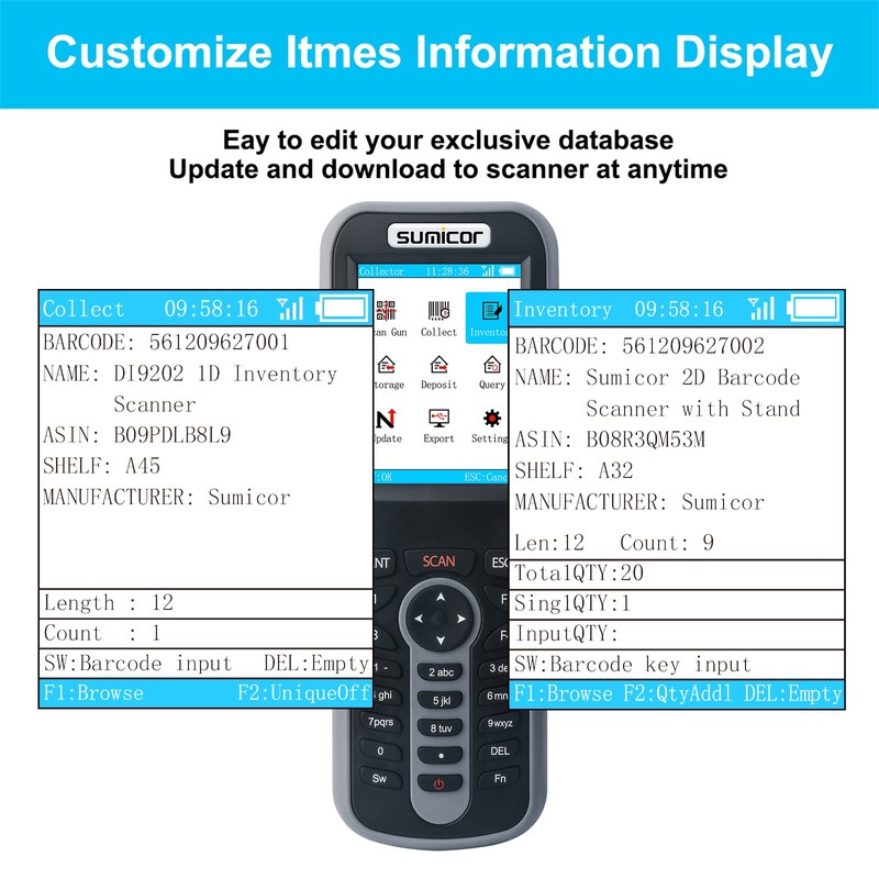 Sumicor Laser Inventory Barcode Scanner, 2.4G Wireless Barcode Scanner, Read