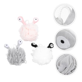 Angoily 3pcs Body Clean Soft Bath Flowers for Exfoliating Skin Care Gentle Bubble Maker for Boys and Girls Adults Safe Bathing Supplies Grey