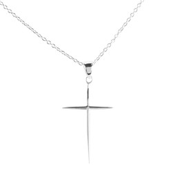 Dicksons 73-4879P Star Cross Pendant, Silver Tone, 18 Inch, Plated Metal, Men's/Women's Everyday Necklace,
