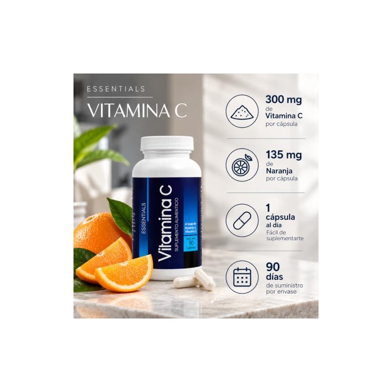 NLS Essentials® Vitamina C con 90 Cápsulas vegetales