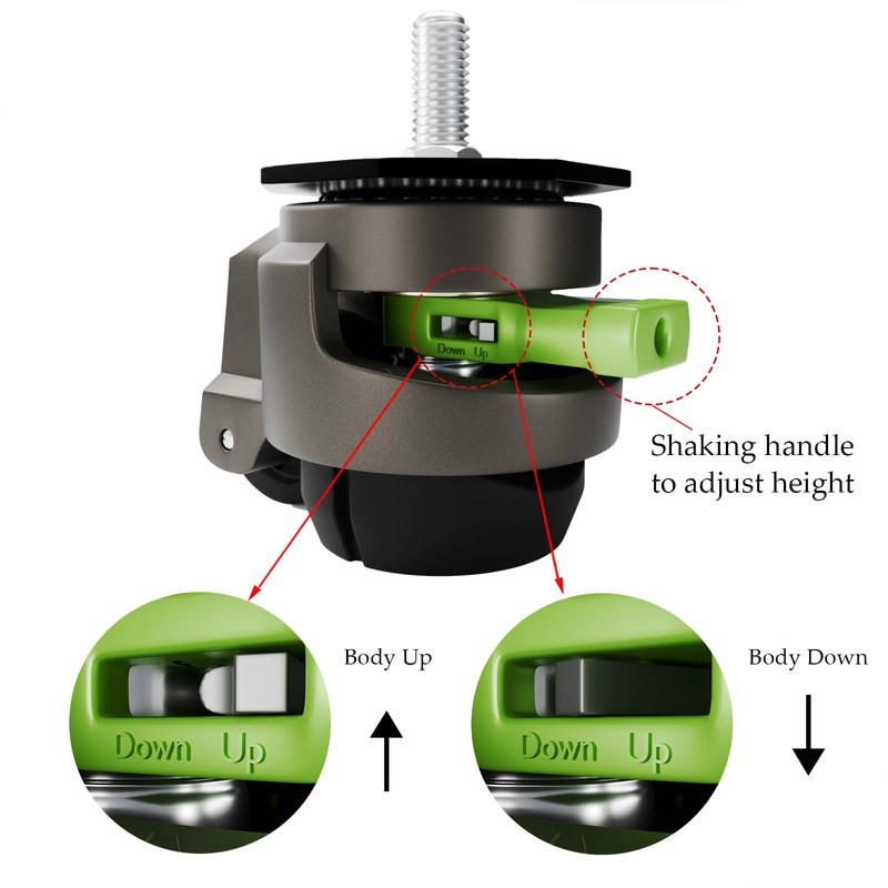 QXYJLCN 4-Pack Heavy Duty Retractable Leveling Stem Casters - 1/2"