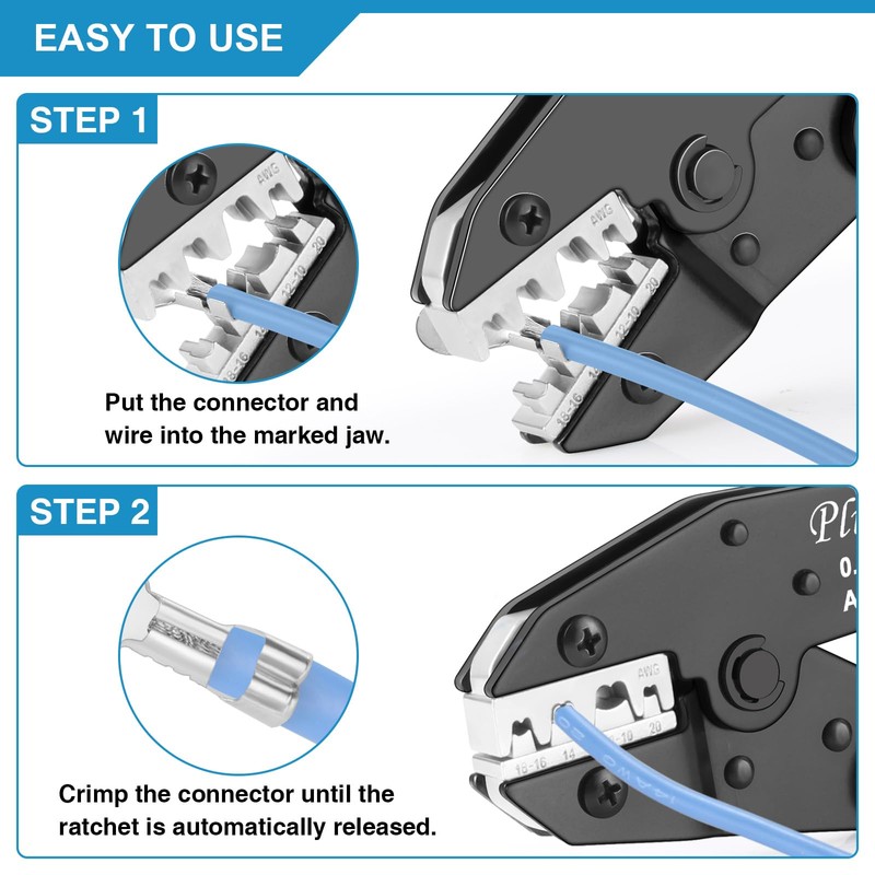 Plustool Crimping Tool for Non-Insulated Open Barrel Terminals & Receptacles