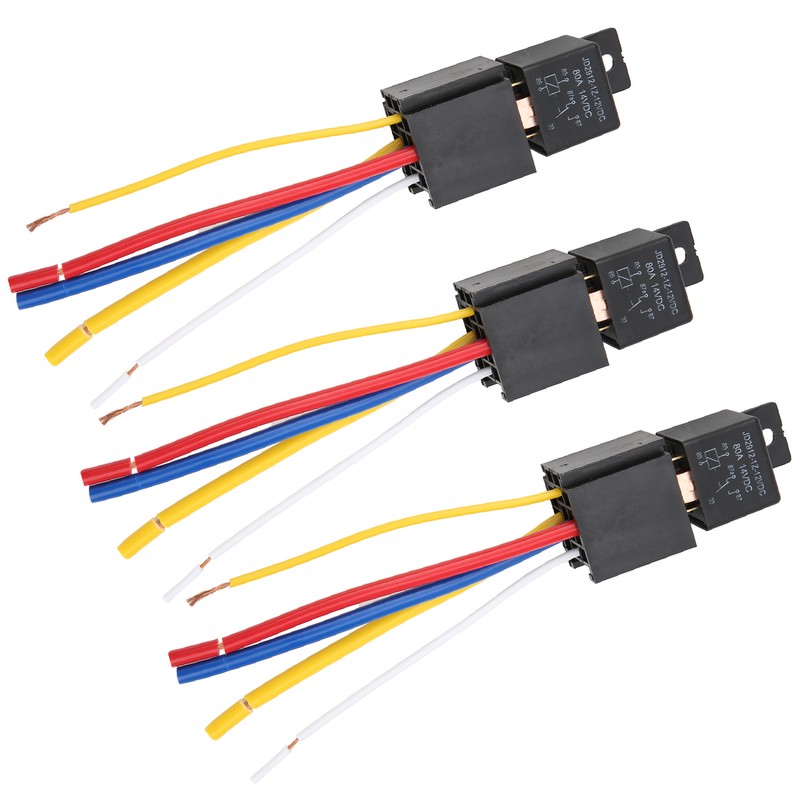 3pcs DC12V 80A LED Flasher Relay Waterproof Shockproof 5‑Pin Car