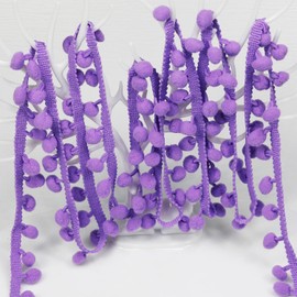 18 Yards Pompom Size 12mm/0.47 inch（Purple ） Small Round Ball Fringe Trim DIY Craft Sewing Accessory for Home Curtain Clothes Pillow Decoration(Purple -18Yards)