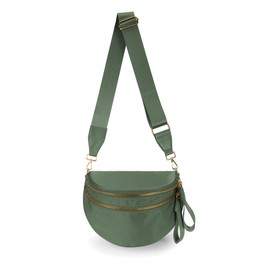 FEIBOON Spacious Nylon Crossbody Bag Bum Bag Handbags Wallets Purses Trendy Shoulder Bag for Women, Green