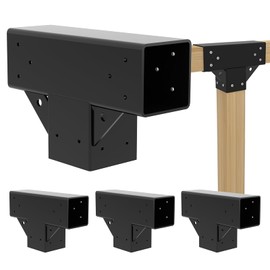Pergola Kit T Shaped 4x4(Actual: 3.64"x3.64")-4 Pack Pergola Bracket 4x4-3 Way DIY Woodworks Gazebo Brackets Kit with Screws for Wood Beams-Elevated Wood Stand T Brackets for Sunroom Carport Cabin