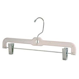 14" Clear Heavy Weight Clear Plastic Skirt & Pant Hanger with Chrome Hook and Clips -Lot of 100