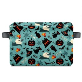 Andemie Boo Basket Cube Organizer Bins Trick or Treat Bags Spooky Basket Stuffers for Boyfriend Dual Handles for Closet Shelf 10x14x8 Inch