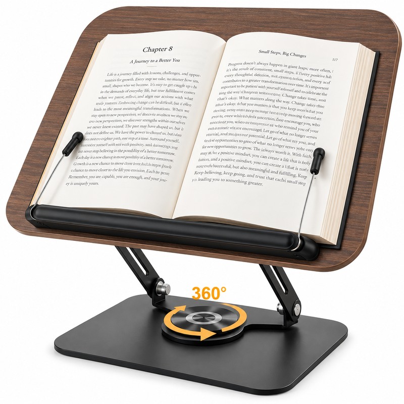 Adjustable Book Stand for Reading – 360° Rotating Foldable Desktop
