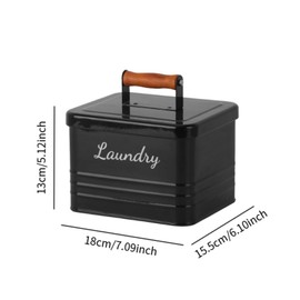 Qianly Laundry Pods Organizer with Wood Handle for Countertop Use, Black, as described