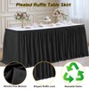 Albassa Pleated Black Table Skirt 9ft for Rectangle Tables Wrinkle