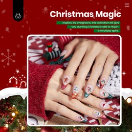 Beetles Christmas Gel Nail Polish Set Red Green Cat Eye Gel Polish and Gold Metallic Nail Art Gel Liner with Base&Top Coat Beetles X DIY Nail Stickers for Party Gift Women