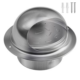 Dryer Vent Cover Outside 4 Inch with Damper,Hon&Guan Round Wall Vent Cover Dryer Exhaust Vent-304 Stainless Steel