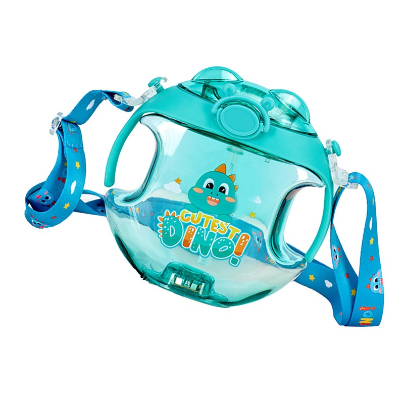 450ml Kids Water Cup with Handle and Lanyard Plastic Straw