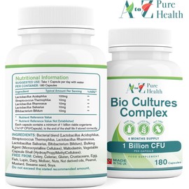 Premium Bio Cultures Complex 180 Capsules (6 Month’s Supply) | High Strength Probiotic | Vegan Multi Strain Probiotic | Lactobacillus Acidophilus & Bifidobacterium | Supports Digestive Health