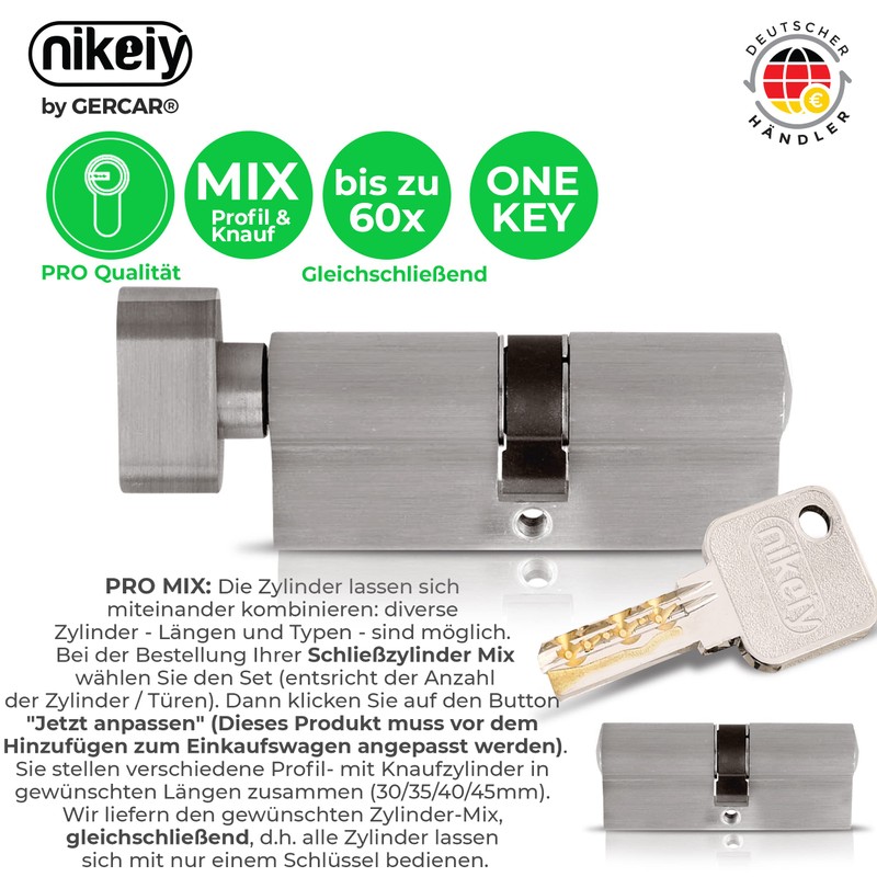 GERCAR Pro Locking System DIY Mix Profile Cylinder 30/35 Locking