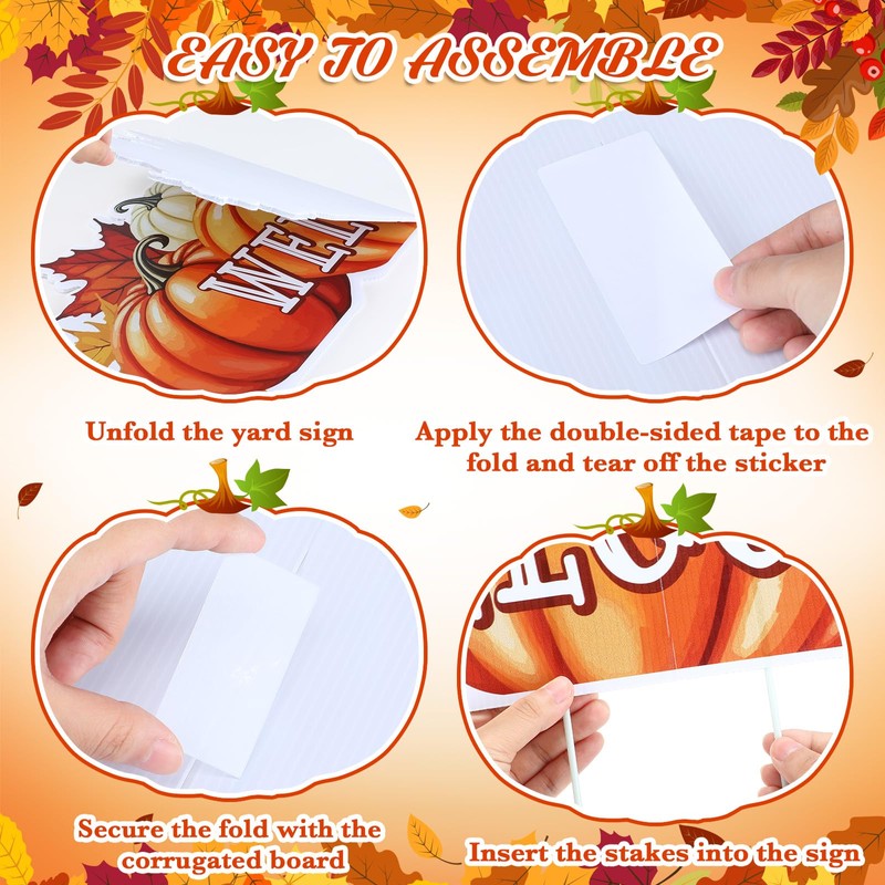 Fall Pumpkin Welcome Decorations Autumn Harvest Pumpkins Outdoor Stakes Fall