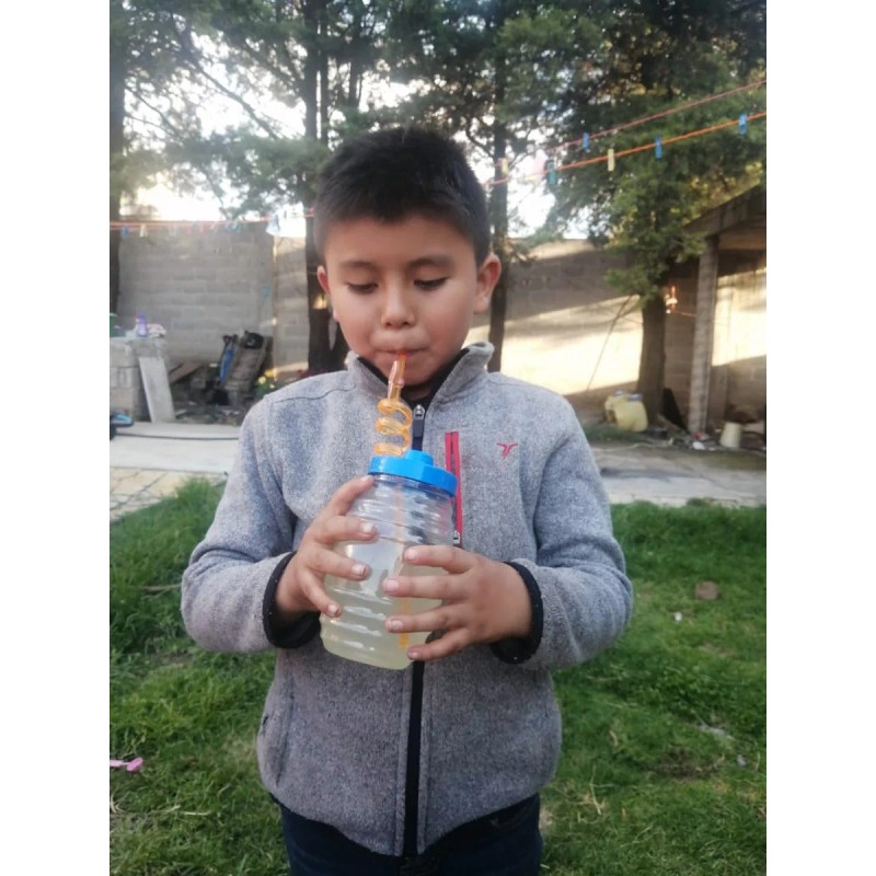Mini Vitrolero De Plastico De 500ml Con Popote Espiral 12pzs