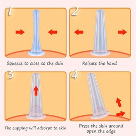 4 Pieces Blue Silicone Facial Cupping Therapy Set,Anti Cellulite Vacuum Cupping Cups for Face and Eye Cupping Massage，Massage Tools,Health Care Products(2 Small + 2 Large)