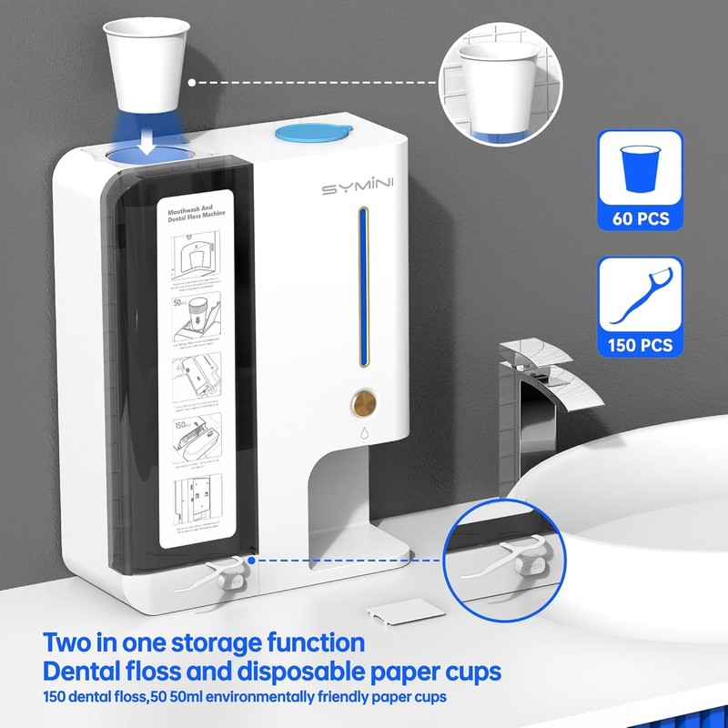 3-in-1 Wall Mounted Mouthwash Dispenser, Touchless Auto Mouthwash Dispenser 1000mL