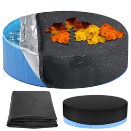 LOMUG Round Pool Cover, Cover for Dog Pools, Foldable UV-Resistant Swimming Pool Cover for Dogs and Children's Pool with Drawstring, Waterproof and Dustproof, 160 x 30 cm