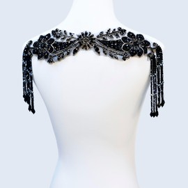 Handmade 3D Three-Dimensional Flowers Rhinestone Applique Sewing Crystal Rhinestone Tassel Sequins Patch Wedding Dress DIY Decorative Accessories