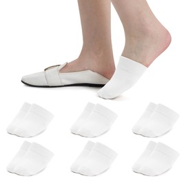 bysock Women's Toe Socks for Mules Half Socks Toe Toppers Liner No Show Invisible Non-slip Toe Covers 6 Pairs White