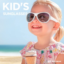 RIVBOS RBK067 Children's Polarised Sunglasses with Strap Glasses Shades for Boys Girls and Children, 067 White