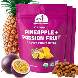 Mavuno Harvest Organic Fruit Snacks - Chewy Fruit Bites - Healthy Food for Kids & Adults - Ethically Sourced, Non-GMO, No Preservatives - Pineapple & Passionfruit - 1.94-oz. Snack Packs, Pack of 3