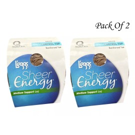 L'eggs Leggs Women's Sheer Energy Control Top Q Suntan 65210 (Pack of 2)
