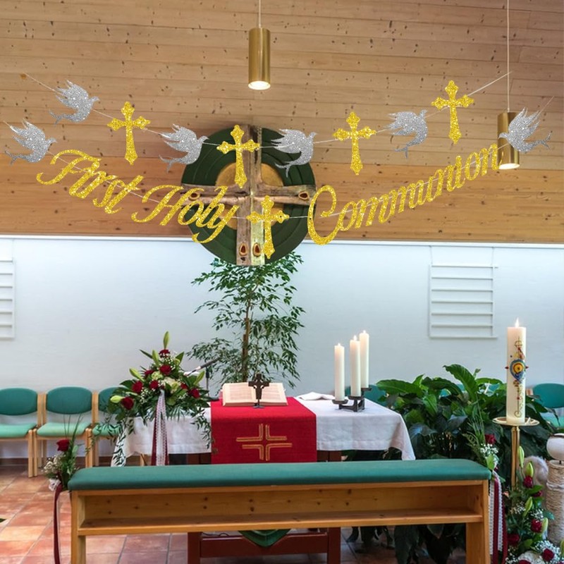 Holy Communion banner Decorations, First Communion Decorations Confirmation Decorations, Pennant