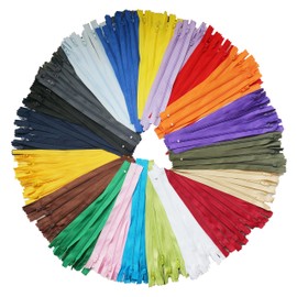 Gnognauq 120 Pcs 9 Inch Nylon Coil Zippers Assorted Zippers Bulk for Tailor Sewing Crafts (20 Colors)