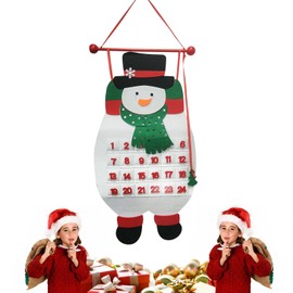 Christmas Fabric Advent Calendar 2024, Xmas Fillable Felt Advent Calendar with 24 Pockets，DIY Hanging Santa Snowman Countdown Calendar for Home Door Wall Decoration