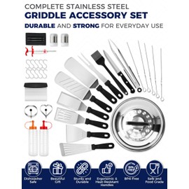 CHEFSPOT 36PC Griddle Accessories Kit – Flat Top Grill Accessories Hibachi Spatula Set for Weber and Blackstone Griddles, Breakfast Tools, Basting Cover, Cleaning Brush for Outdoor BBQ