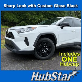 HubStar Hubcap Replacement for Toyota Rav4 2019-2025, 17-inch Wheel Cover, Gloss Black, 1 Piece