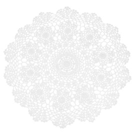 sourcing map Handmade Crochet Placemats, 16inch Round Retro Table Mat Doilies Vase Mat Coaster Sunflower for Dining Table Home Decoration, White